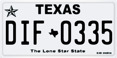 TX license plate DIF0335