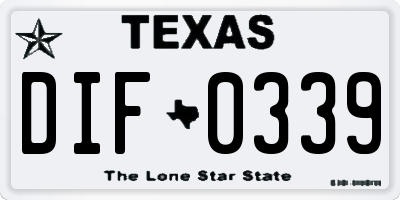 TX license plate DIF0339