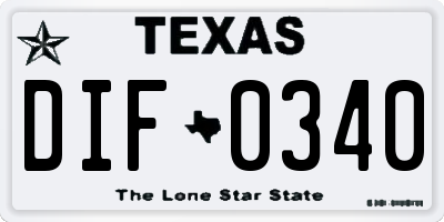 TX license plate DIF0340