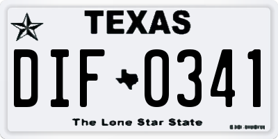 TX license plate DIF0341