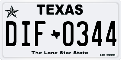 TX license plate DIF0344