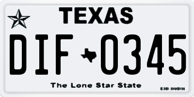 TX license plate DIF0345