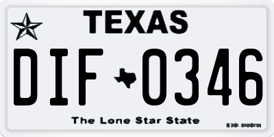 TX license plate DIF0346
