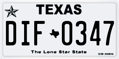 TX license plate DIF0347