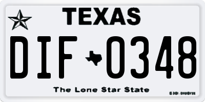TX license plate DIF0348