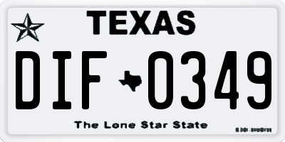 TX license plate DIF0349