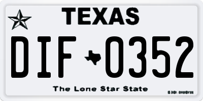 TX license plate DIF0352
