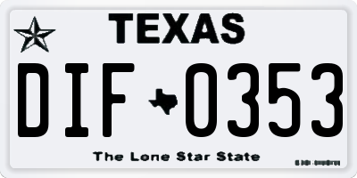 TX license plate DIF0353