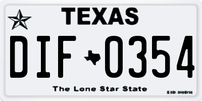 TX license plate DIF0354