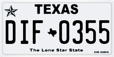 TX license plate DIF0355