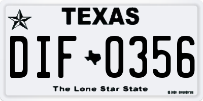 TX license plate DIF0356
