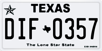 TX license plate DIF0357
