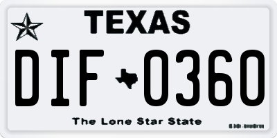 TX license plate DIF0360