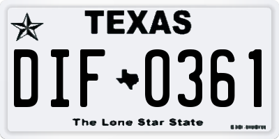 TX license plate DIF0361