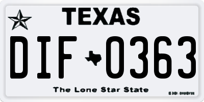 TX license plate DIF0363