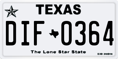TX license plate DIF0364