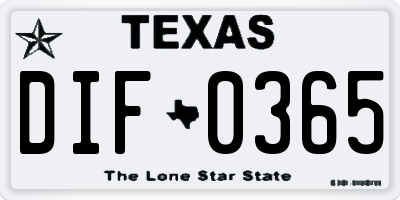 TX license plate DIF0365