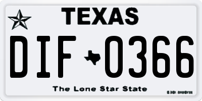 TX license plate DIF0366