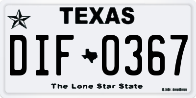 TX license plate DIF0367