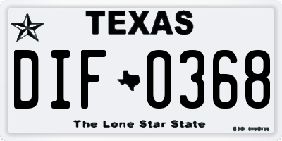 TX license plate DIF0368
