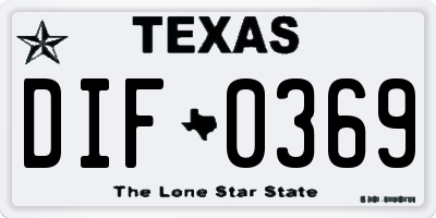 TX license plate DIF0369