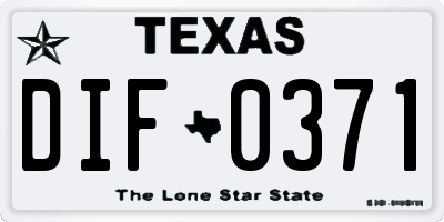 TX license plate DIF0371