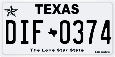 TX license plate DIF0374