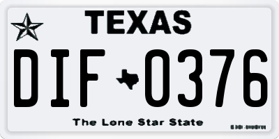 TX license plate DIF0376