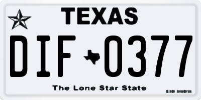 TX license plate DIF0377