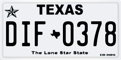 TX license plate DIF0378