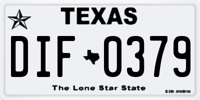 TX license plate DIF0379