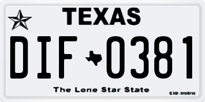 TX license plate DIF0381
