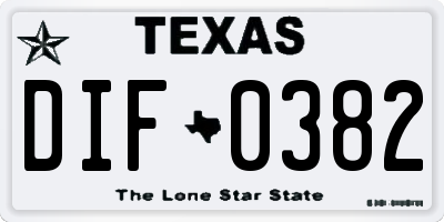 TX license plate DIF0382
