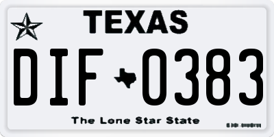 TX license plate DIF0383