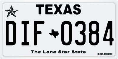 TX license plate DIF0384