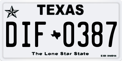 TX license plate DIF0387