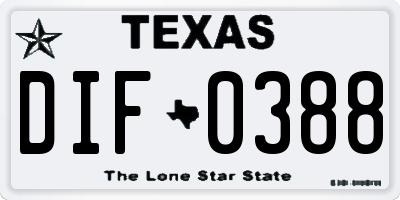 TX license plate DIF0388