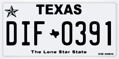 TX license plate DIF0391