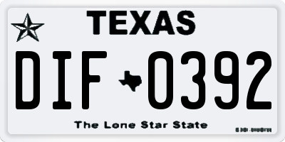 TX license plate DIF0392
