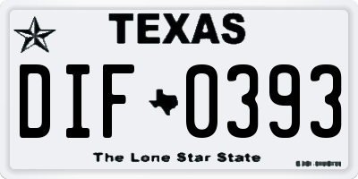 TX license plate DIF0393
