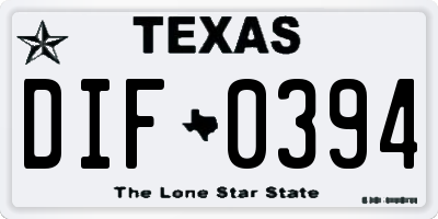 TX license plate DIF0394