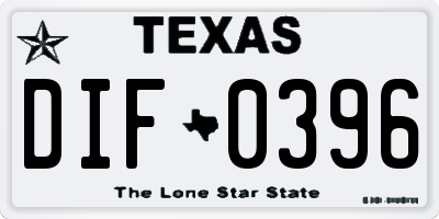 TX license plate DIF0396