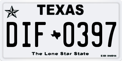 TX license plate DIF0397