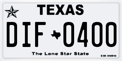 TX license plate DIF0400