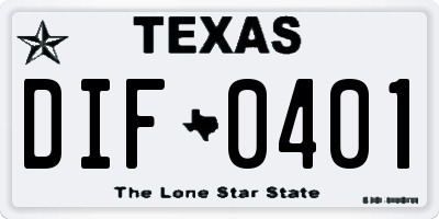 TX license plate DIF0401