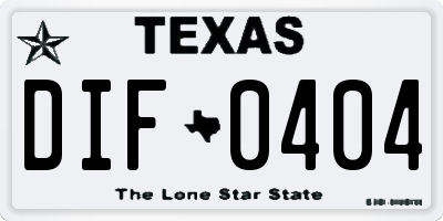 TX license plate DIF0404