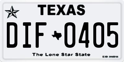 TX license plate DIF0405