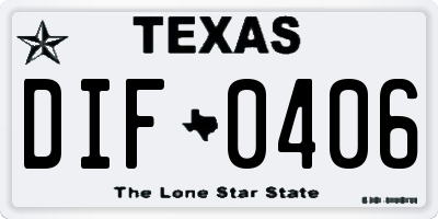 TX license plate DIF0406