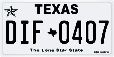 TX license plate DIF0407