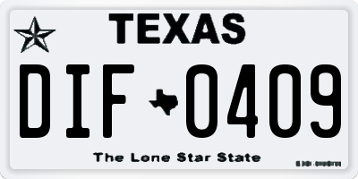 TX license plate DIF0409
